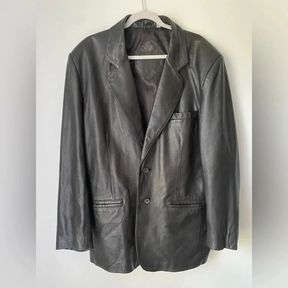 Vintage Leather Jacket Men’s Large Brown 100% Lambskin Roundtree & Yorke